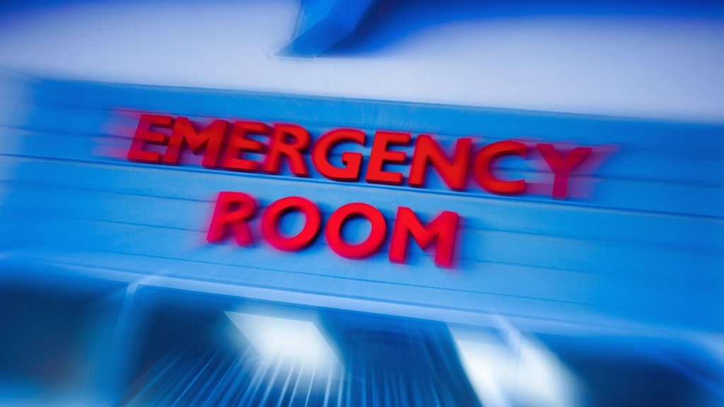 Emergency room entrance sign representing urgent care during a meth overdose