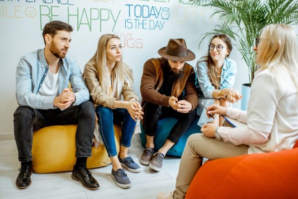 People participating in a group therapy session.